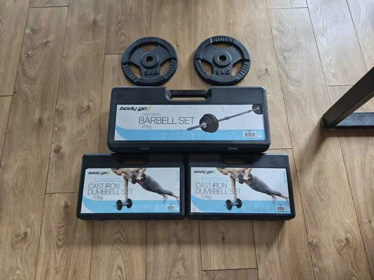 Body Go dumbbell, barbell & weight set with bench - Image 1