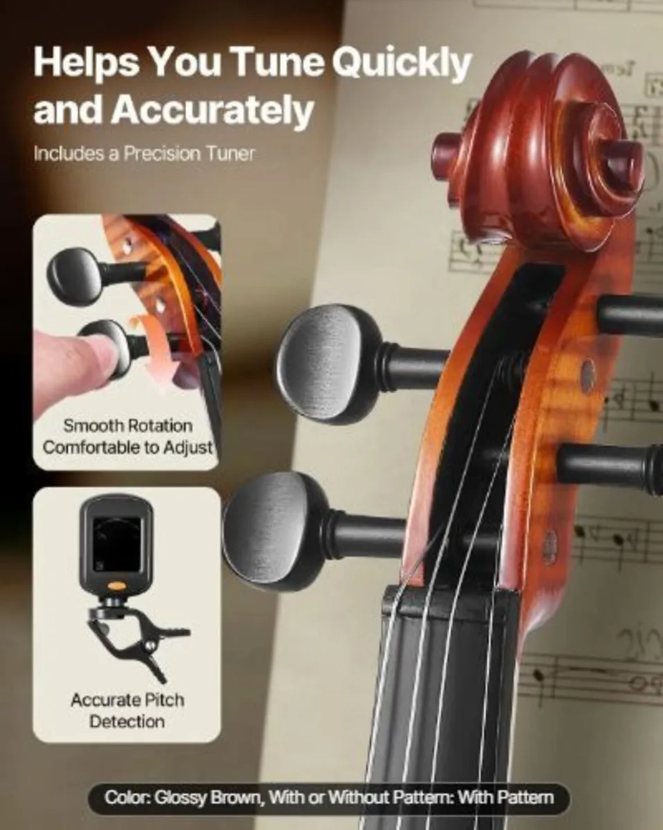 Violin 4/4 355mm Size Fiddle Set Solidwood - Image 2