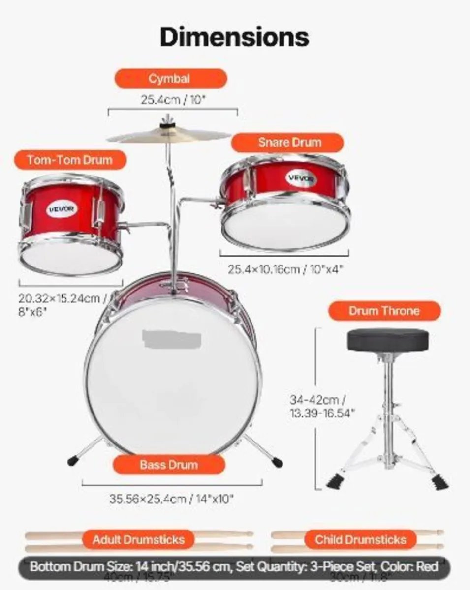 Kids Drum Set, 3-Piece 14 in / 355.6 mm - Image 1