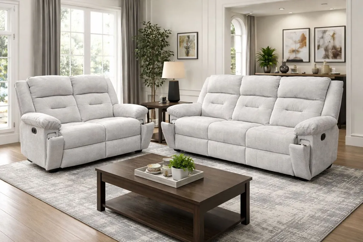 New Cream Recliner Sofas 3+2 Couches - Image 1
