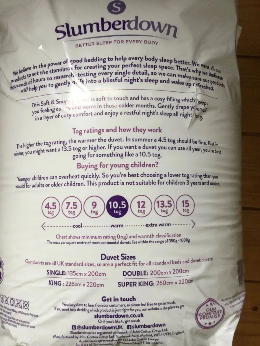 NEW SEALED Slumberdown Double Duvet 10.5 tog - Image 2
