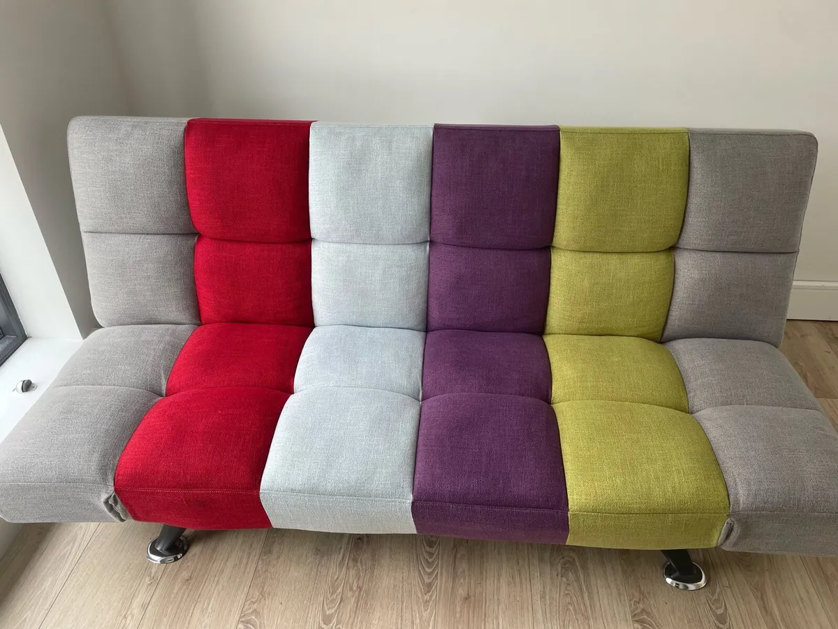 Colourful Couch/Futon Sofa Bed - Image 2