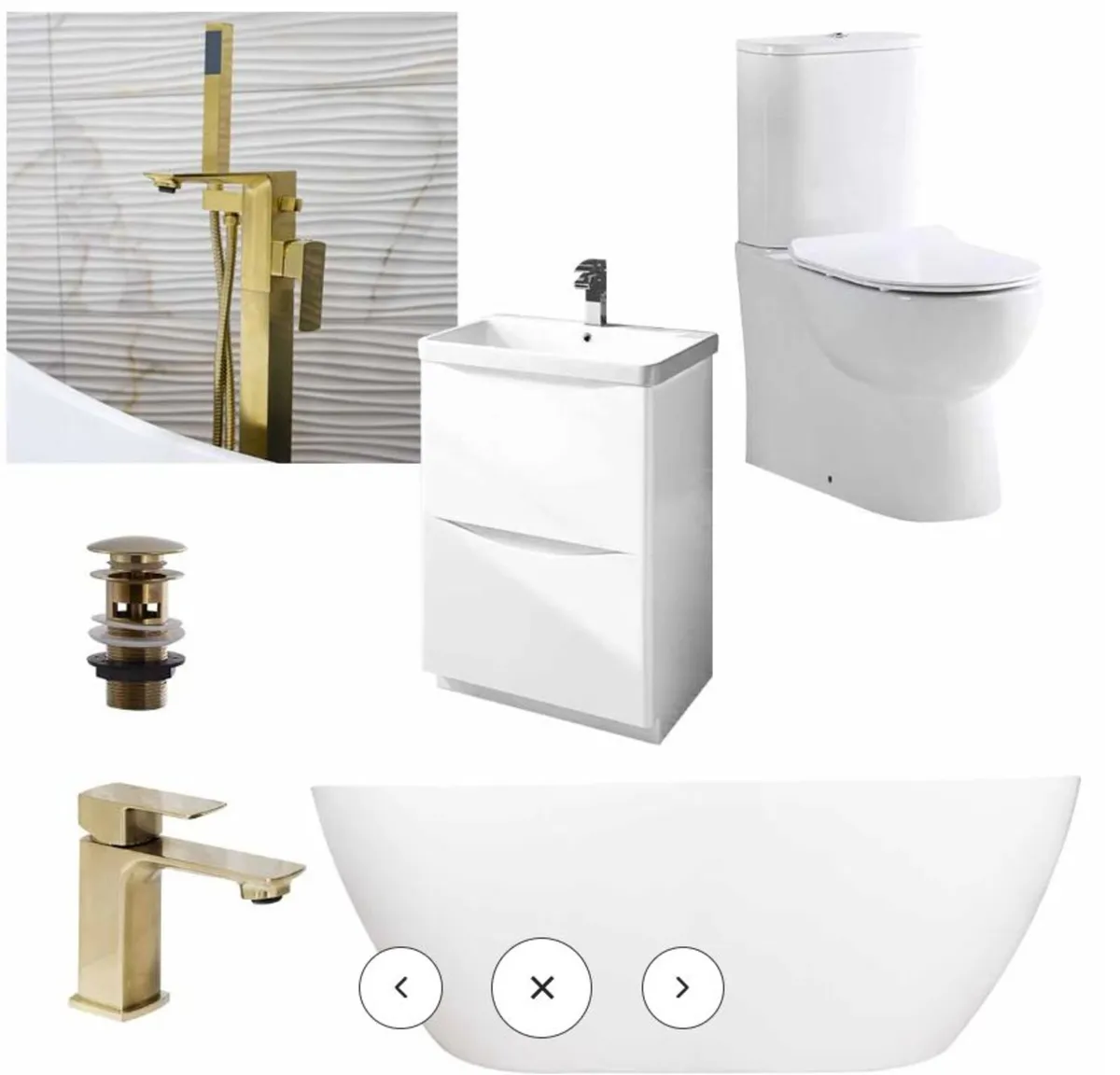 Complete Freestanding Bath Suite -Brushed Brass - Image 1