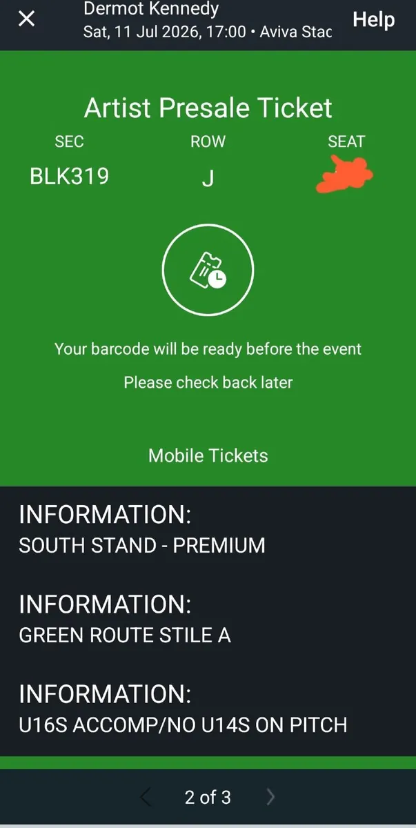 Dermot kennedy  Aviva Tickets x2 , Sat 11th July - Image 1