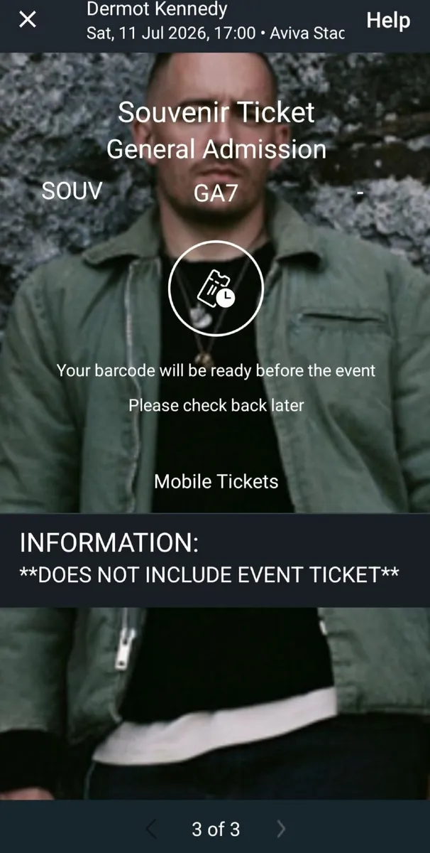 Dermot kennedy  Aviva Tickets x2 , Sat 11th July - Image 2