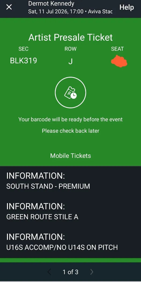 Dermot kennedy  Aviva Tickets x2 , Sat 11th July - Image 3