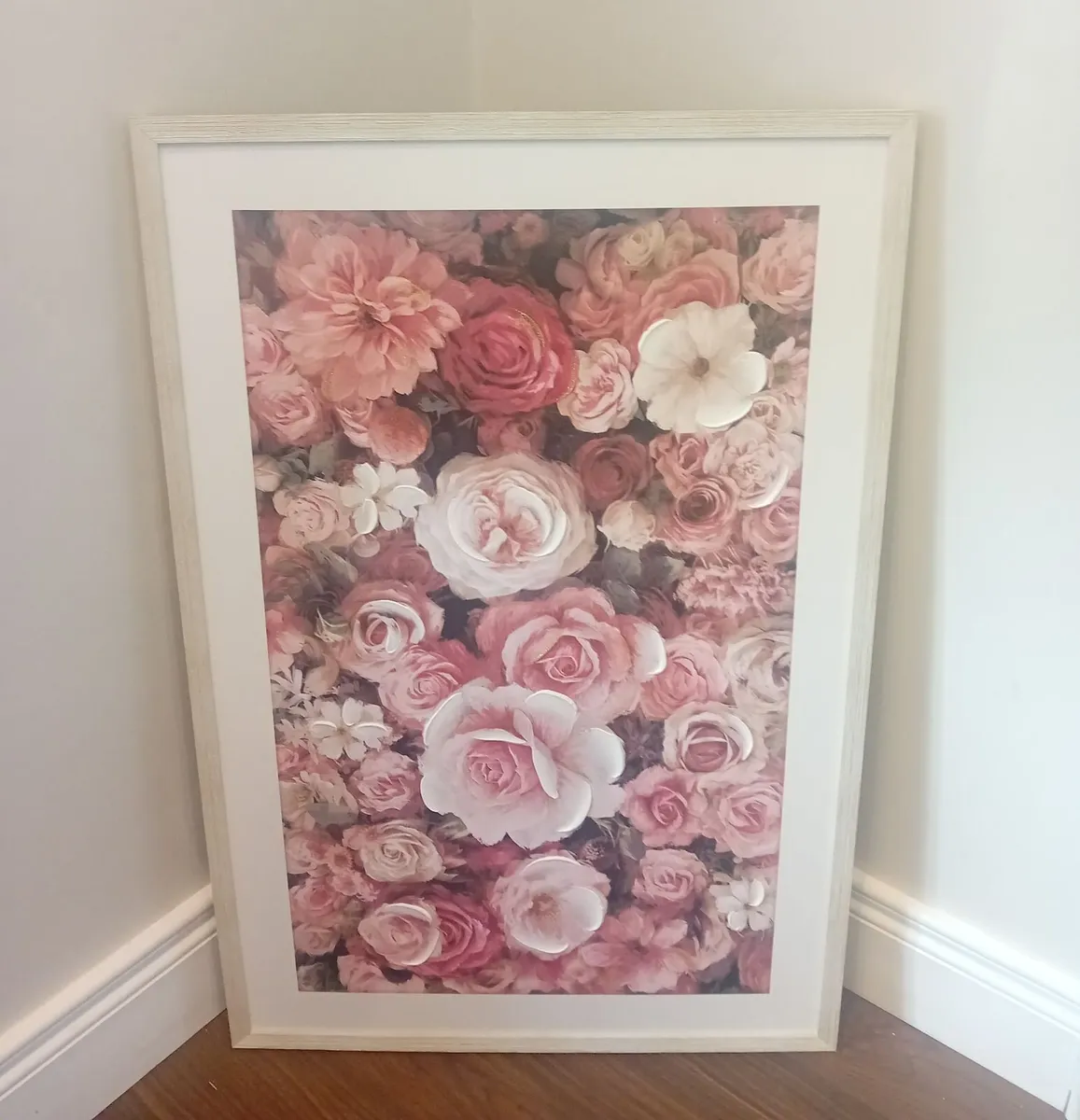 Floral Pink Canvas Wall Art - Framed - Image 1