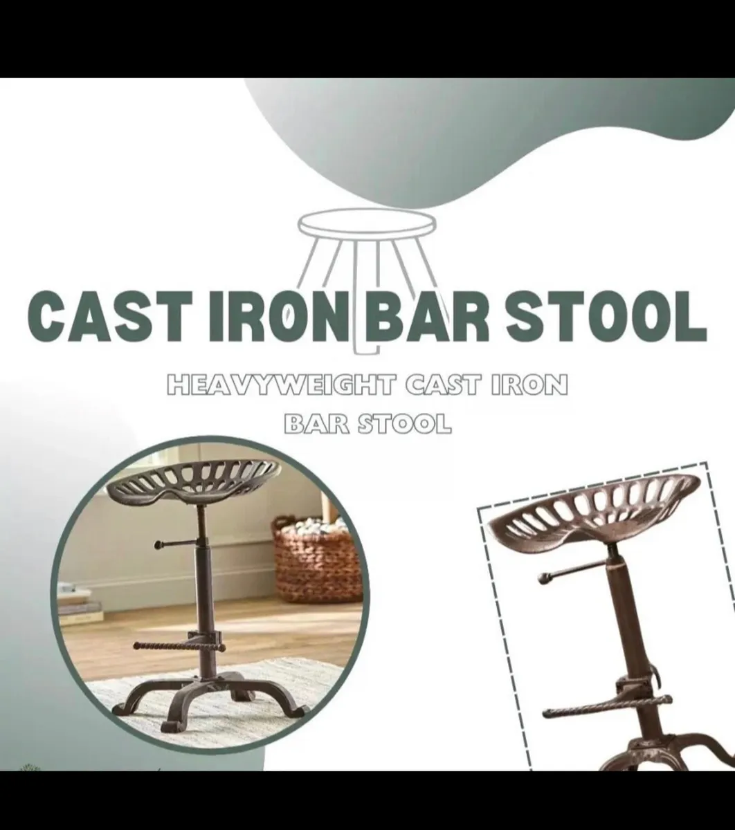 Cast Iron Tractor Style Kitchen Bar Stool NEW - Image 2
