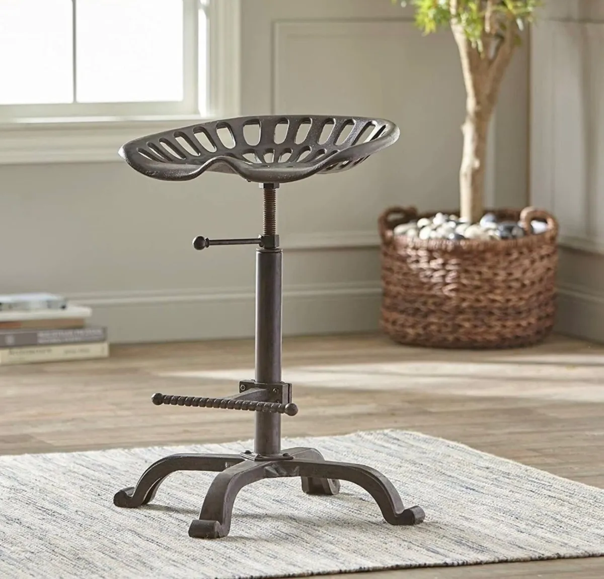 2 x Cast Iron Tractor Style Kitchen Stools NEW - Image 1