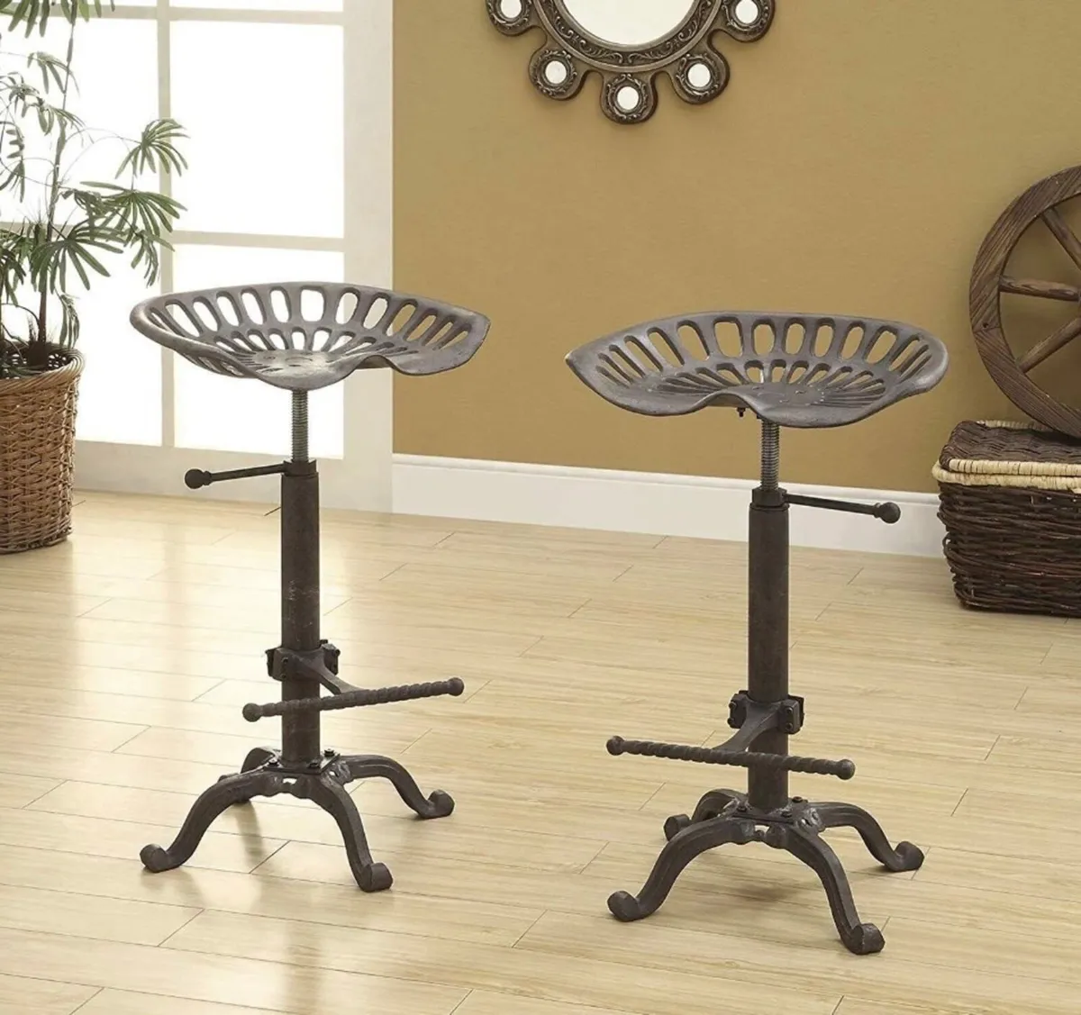 2 x Cast Iron Tractor Style Kitchen Stools NEW - Image 2