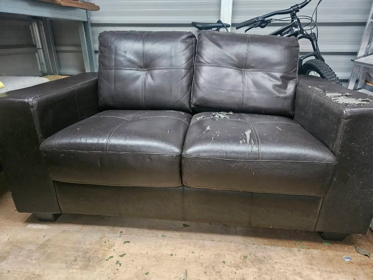Brown Sofa and white table Delivery Cork city - Image 1