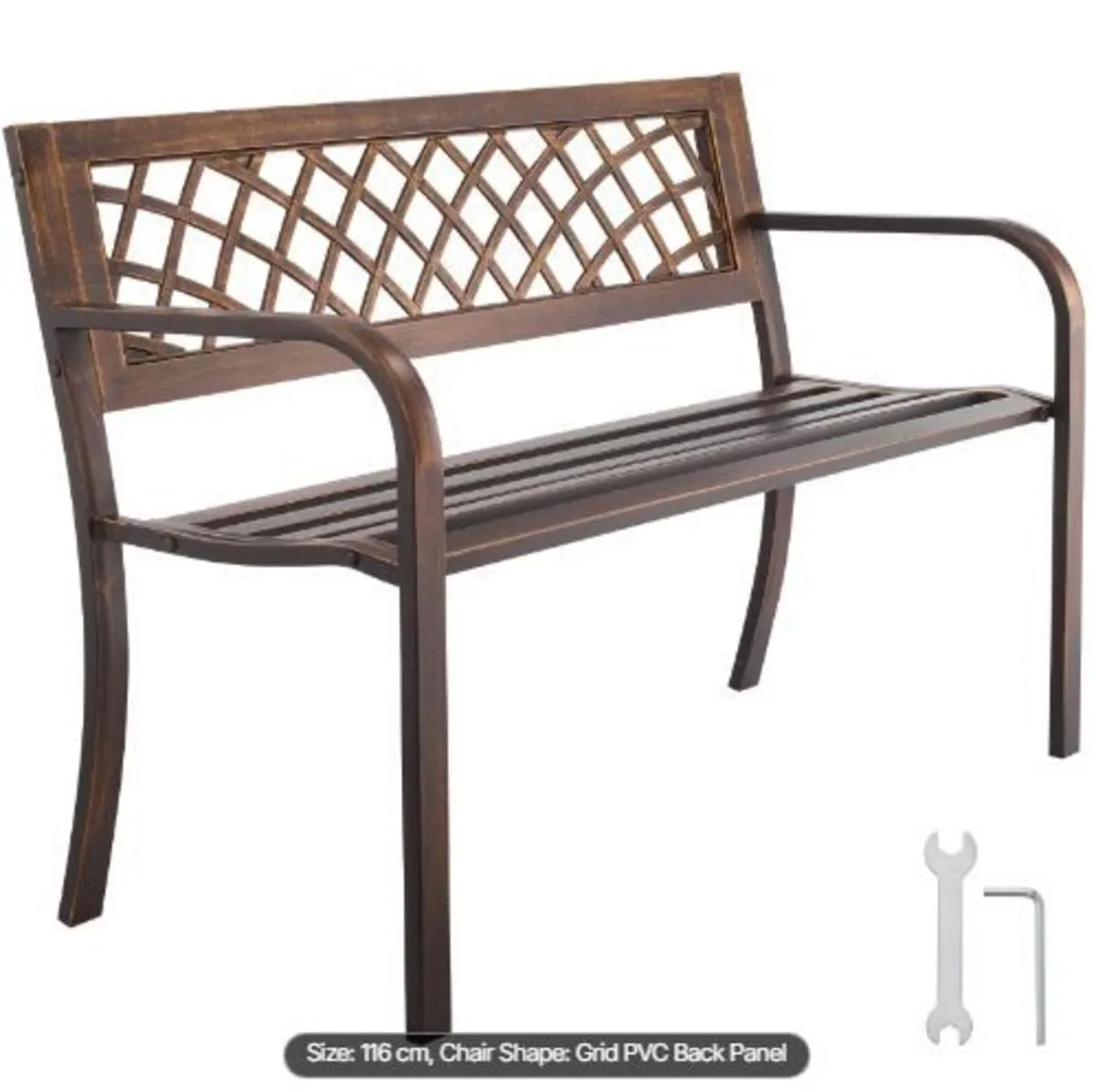 Outdoor Bench, 116 cm, Carbon Steel Metal - Image 4