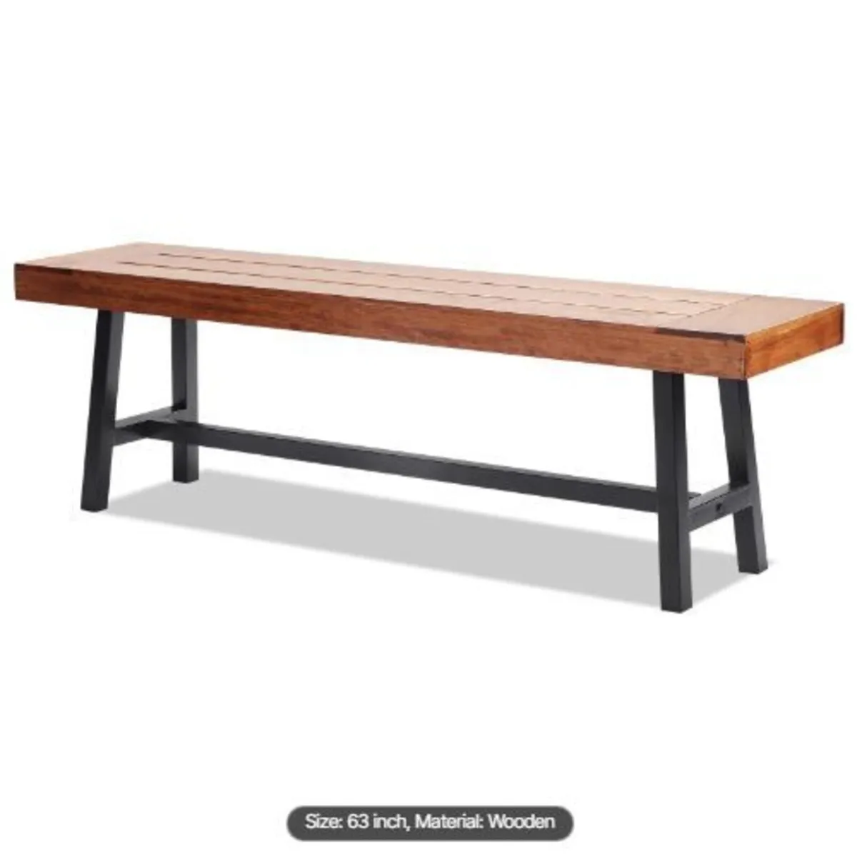 Outdoor Bench, 63 inches Wood Garden Bench - Image 1