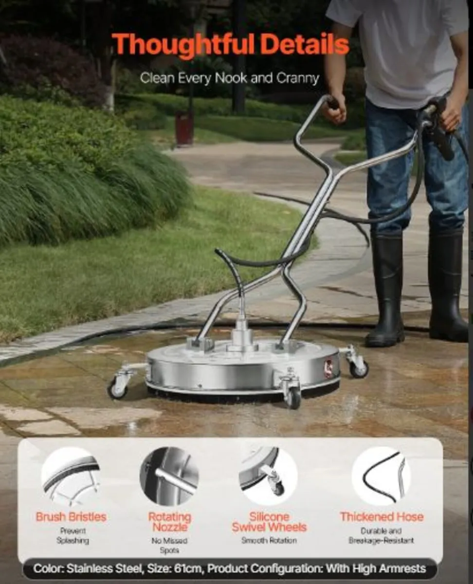 24" Pressure Washer Surface Cleaner, Stainless - Image 2