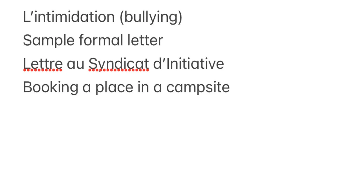 LC H1 French Notes