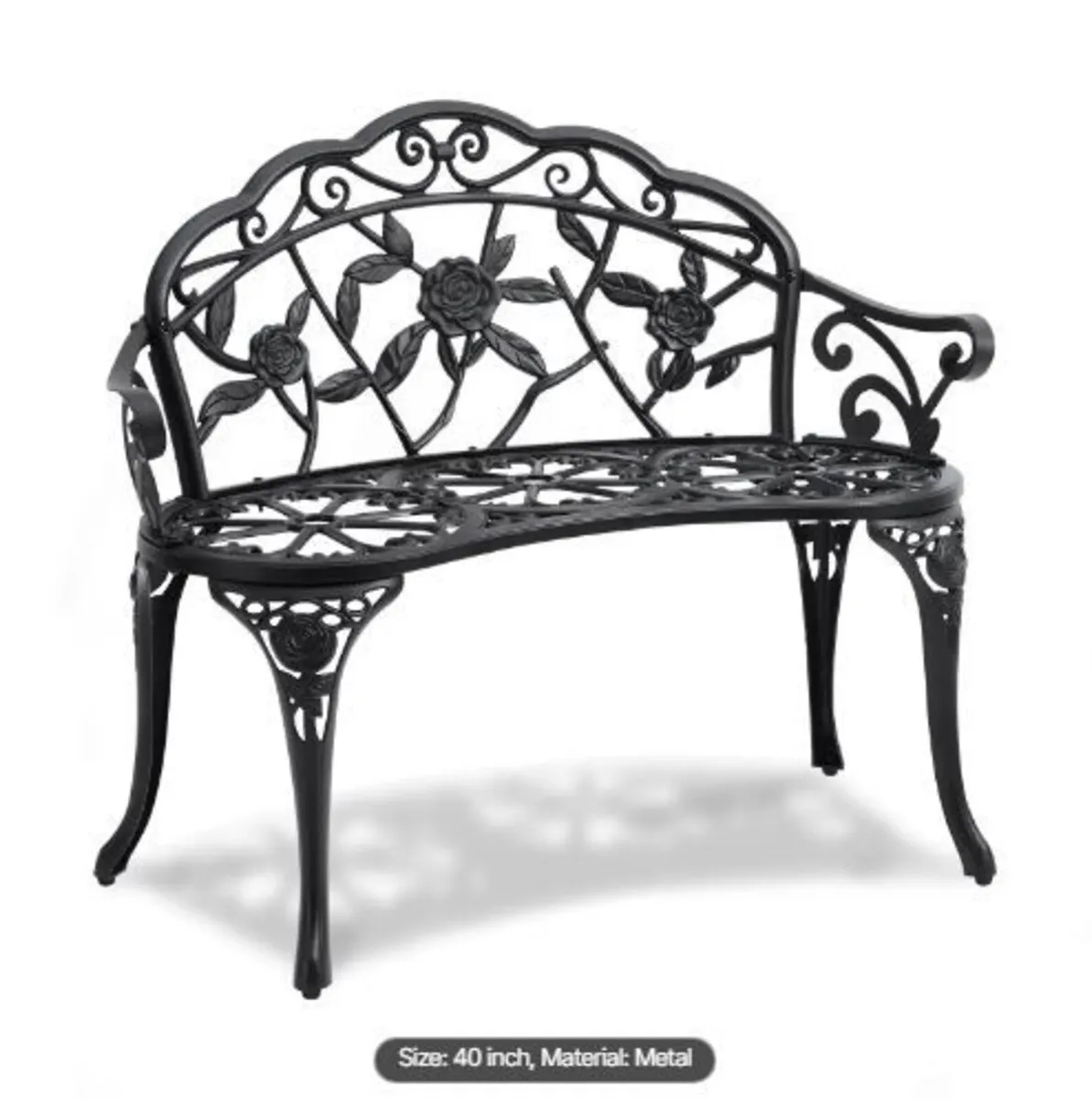 Outdoor Bench, 38.8 inches Metal Garden - Image 4