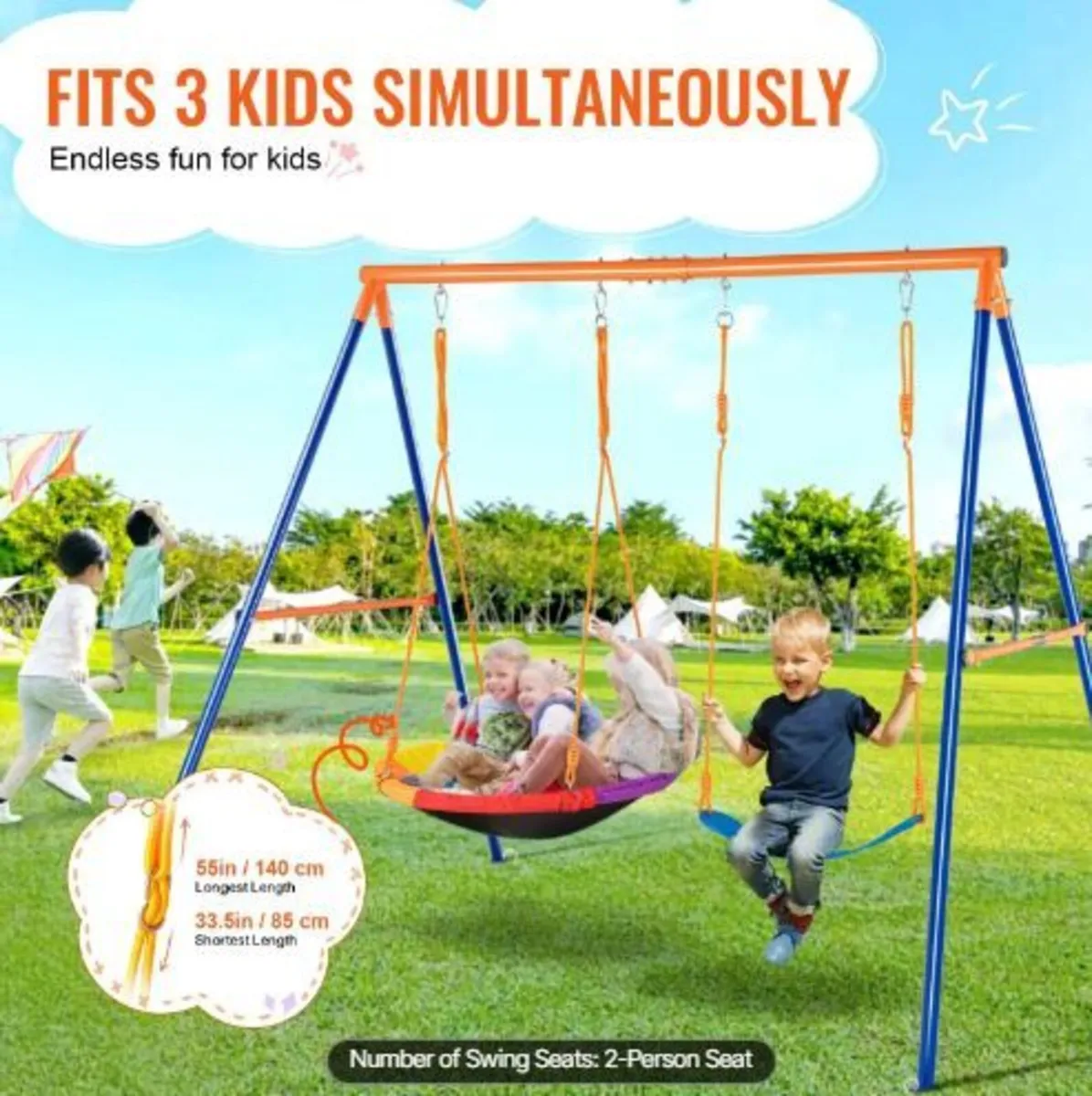 Swing Sets for Backyard, 440lbs Load Capacity - Image 2