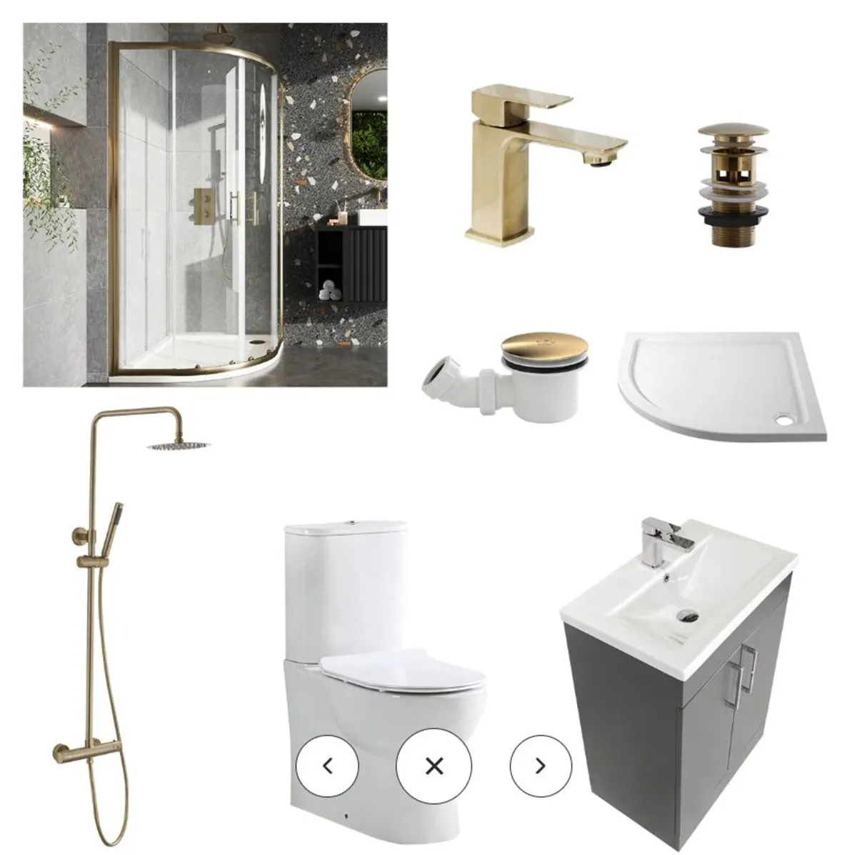 Shower Room Deal - Brushed Brass - Image 1
