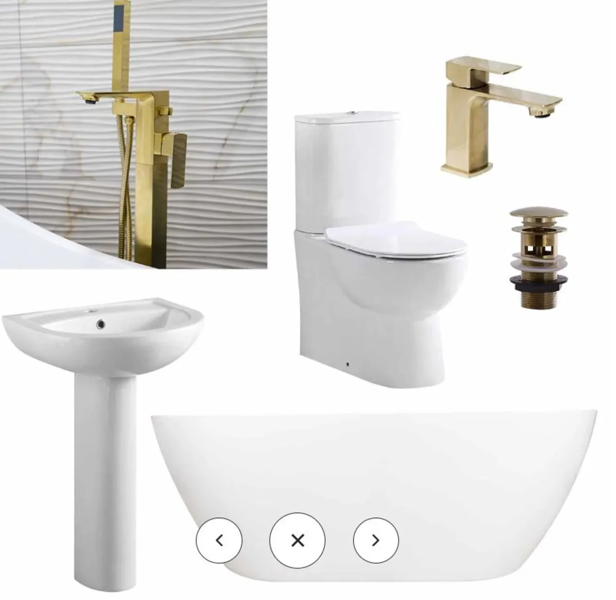 Freestanding Bath Suite - Brushed Brass - Image 1