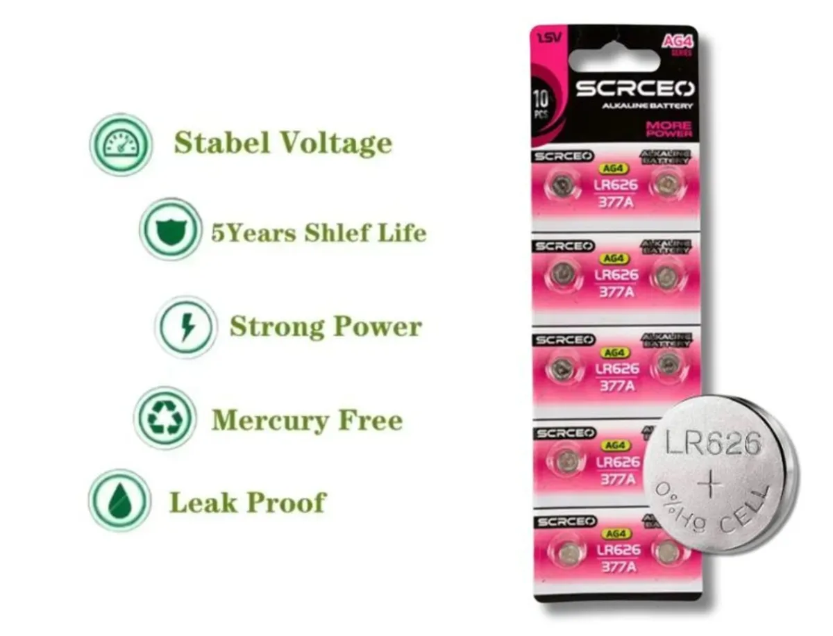 LR626 AG4 SR626SW 377 Alkaline Button Cell Batteri - Image 2