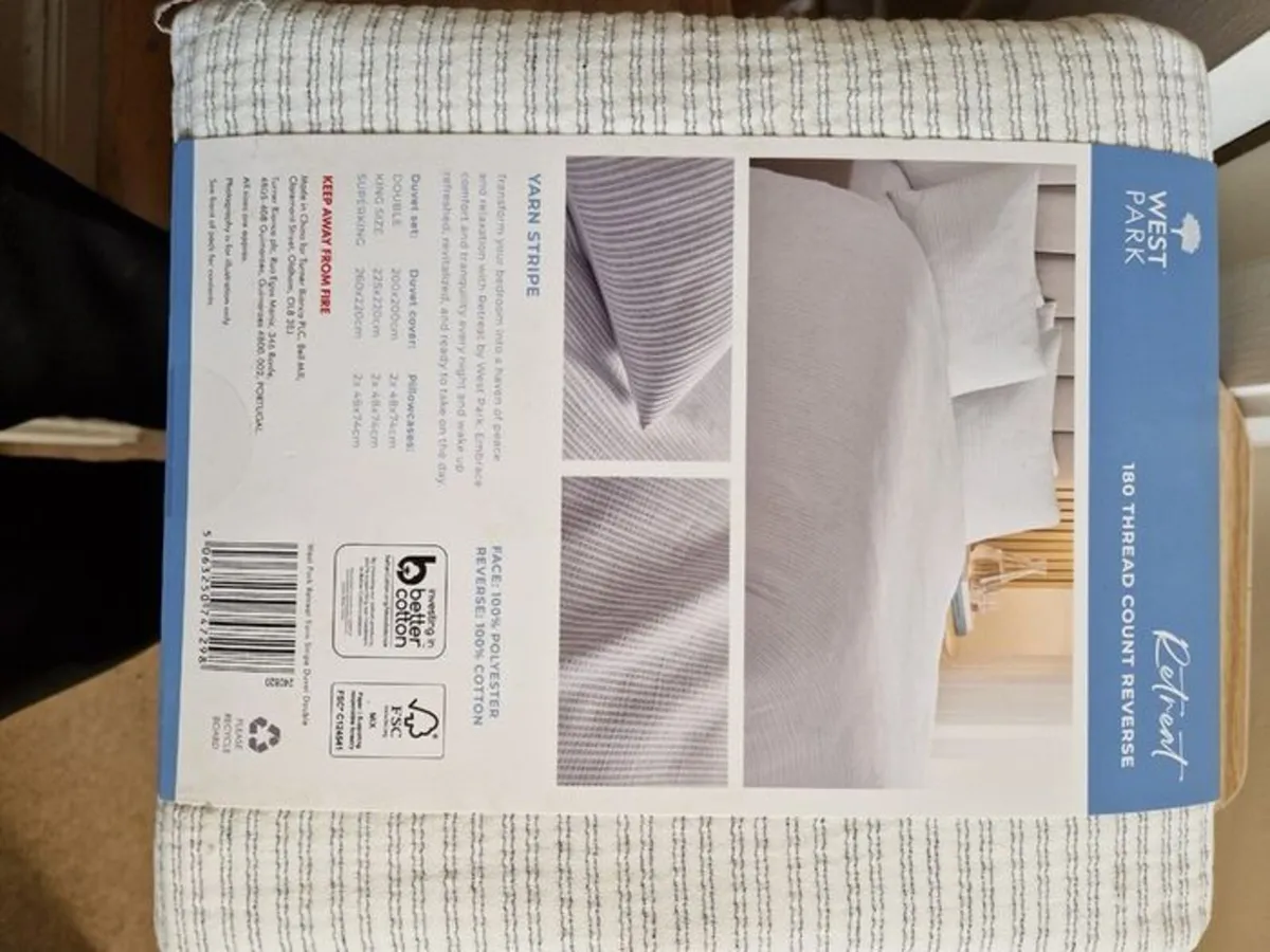 BRAND NEW WESTPARK Yarn Stripe Double Duvet Cover - Image 4