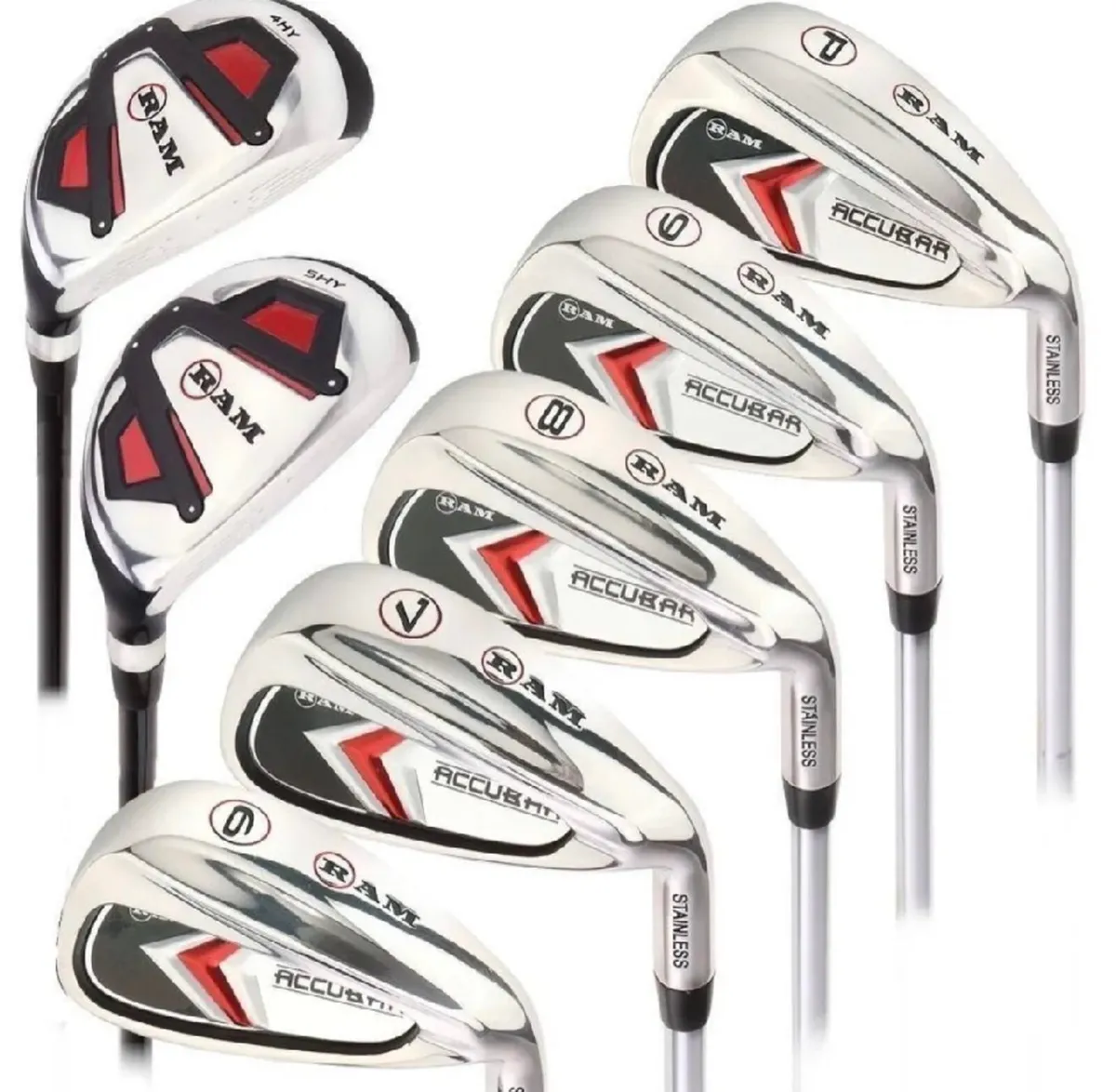 NEW RAM Accubar Mens Irons & 2x Hybrids Golf Clubs - Image 1