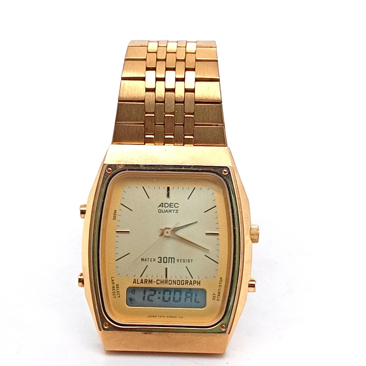 Adec Quartz Alarm Chronograph Gold Tone Watch - Image 1