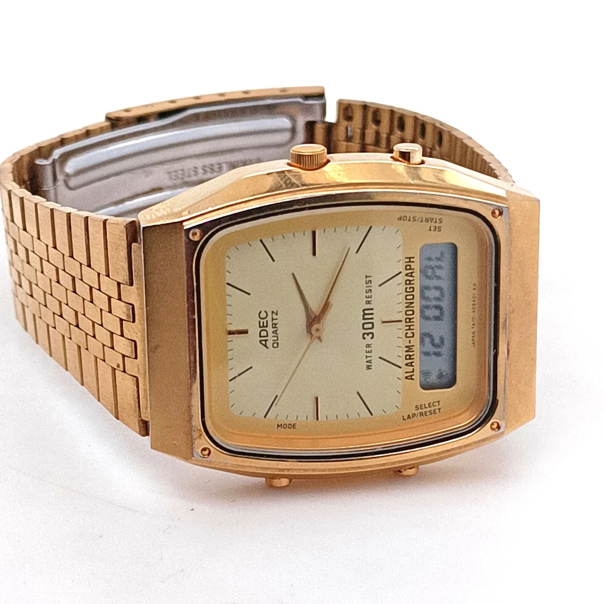 Adec Quartz Alarm Chronograph Gold Tone Watch - Image 2