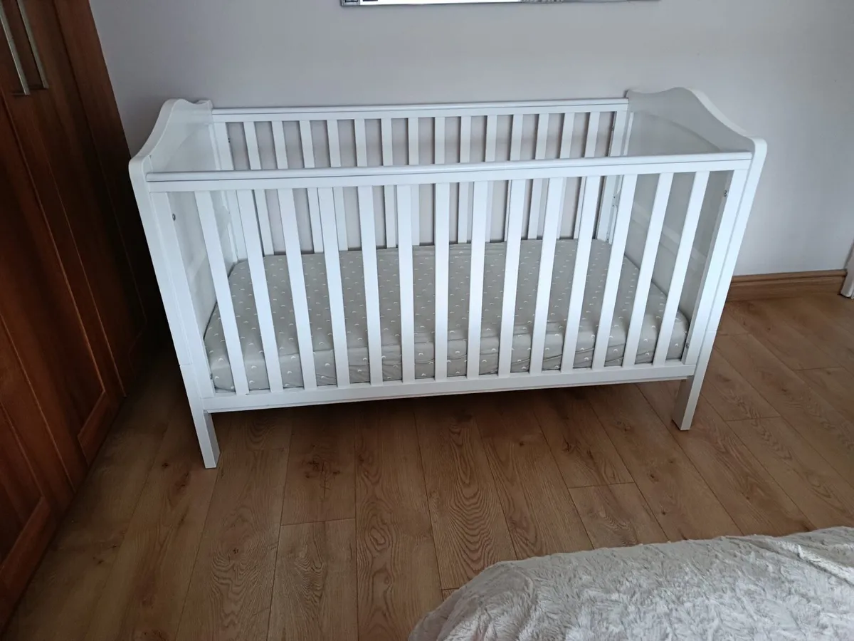 White Baby Cot with Mattress