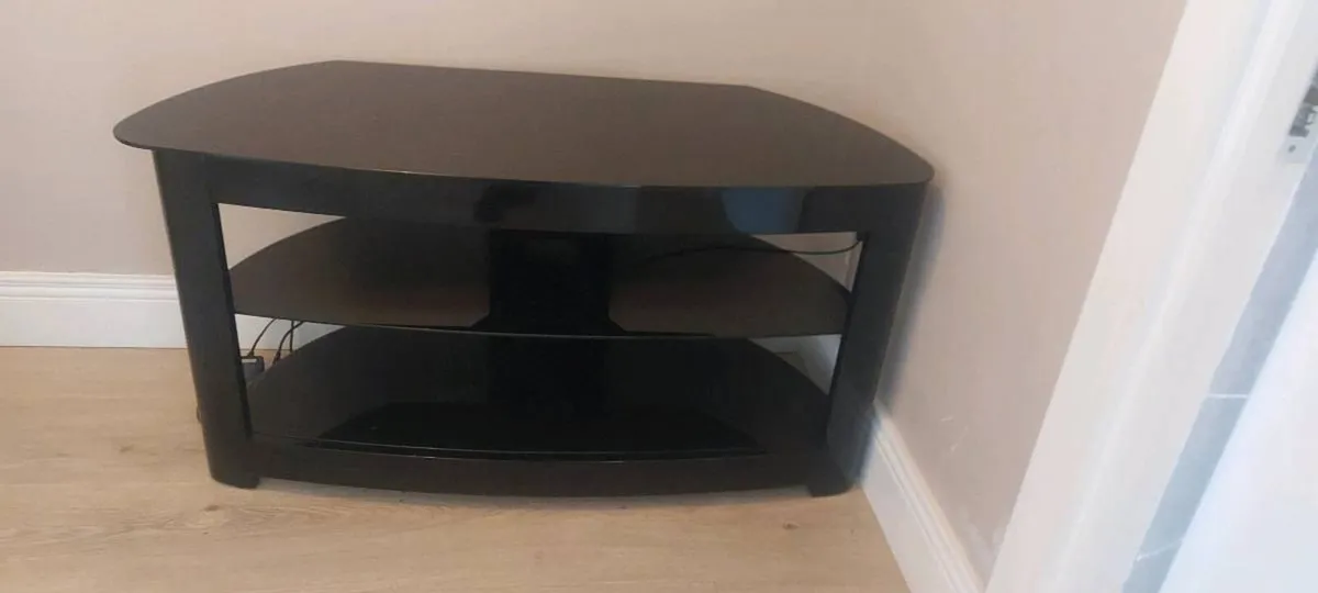 TV stand_black glass_great condition - Image 2