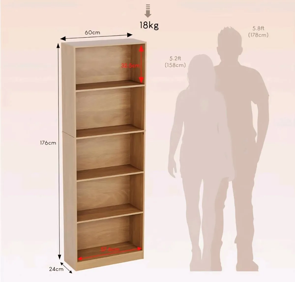 Oak Wooden Shelving Display Storage Unit - Image 3