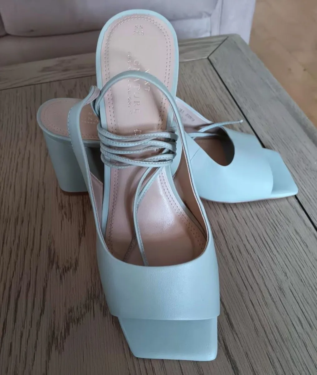 Next Mint Green Ankle Tie Sandals - Image 2