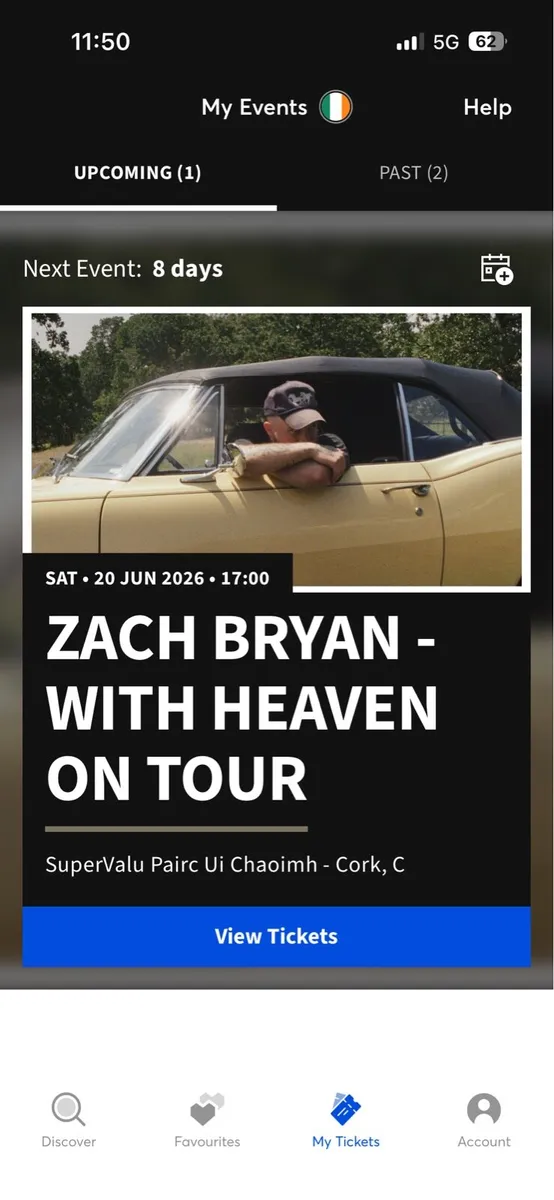 Zac Bryan seated tickets for Saturday 20th in cork