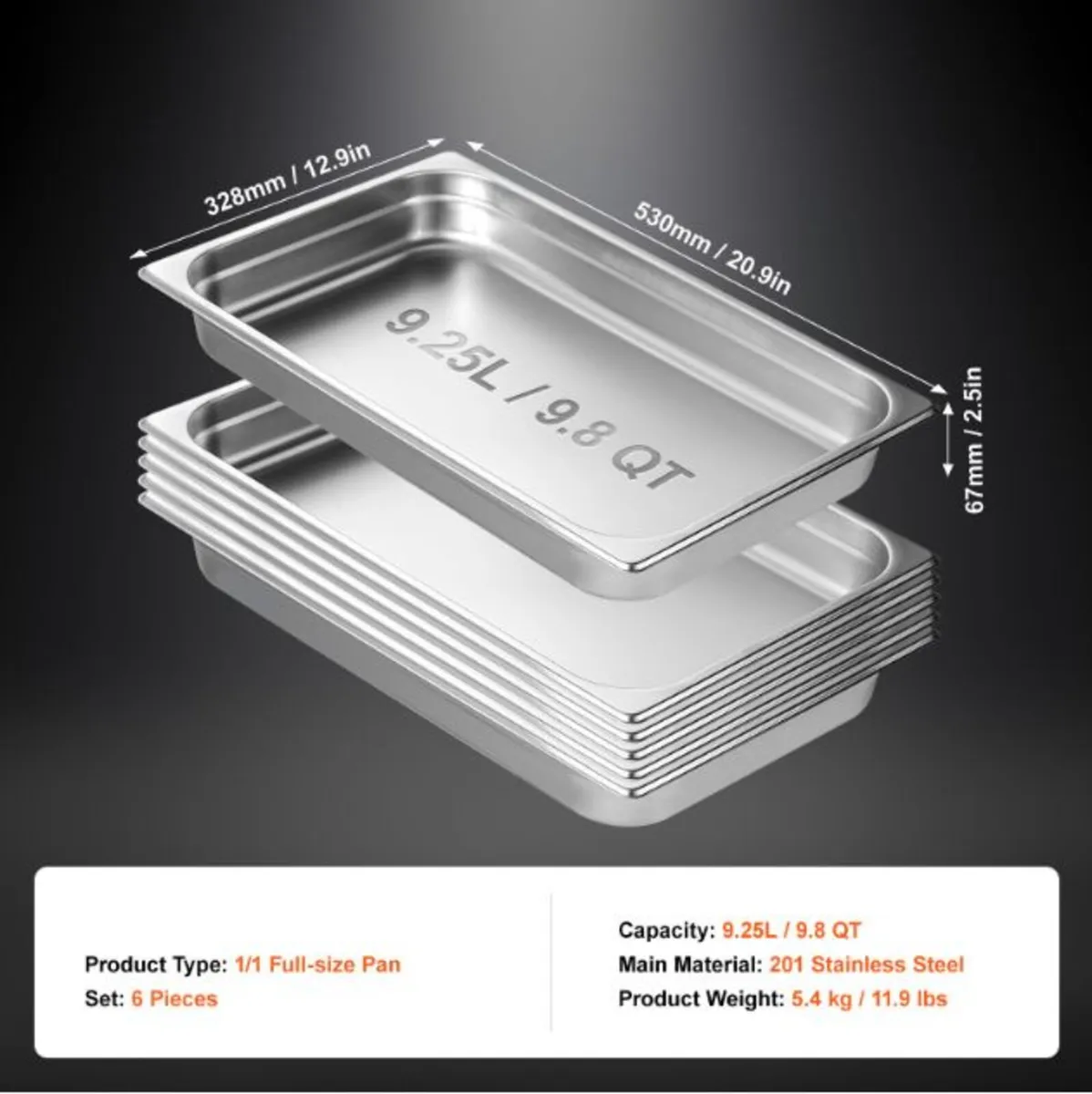 6 Pack of Deep Steam Table Pan Stainless Steel - Image 4