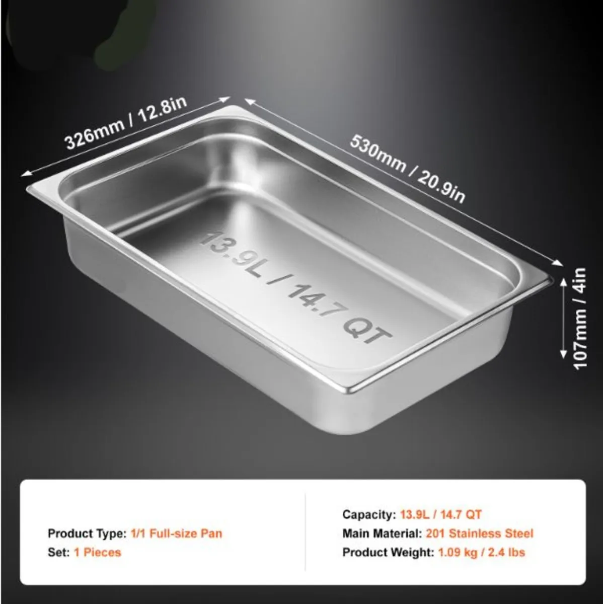 Full Size Hotel Steam Table Pan Stainless Steel - Image 3