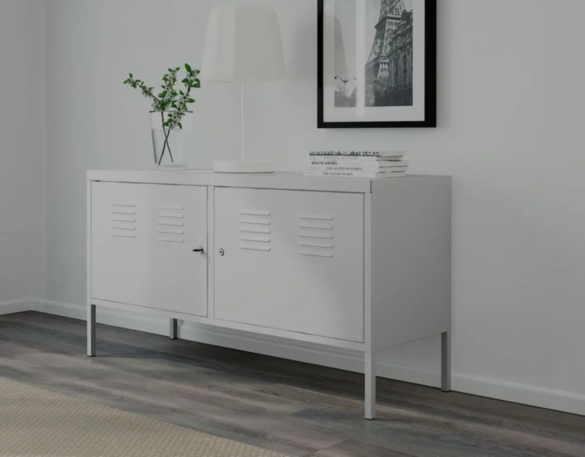 Two White Metal Cabinets - Image 3