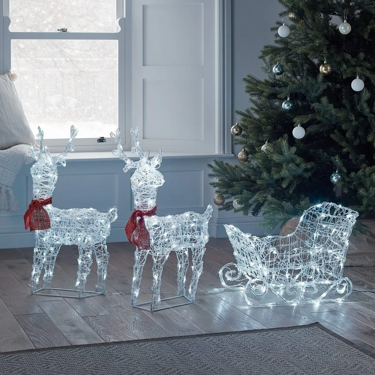 Reindeer & Sleigh Acrylic Light Up Figure Garden - Image 4