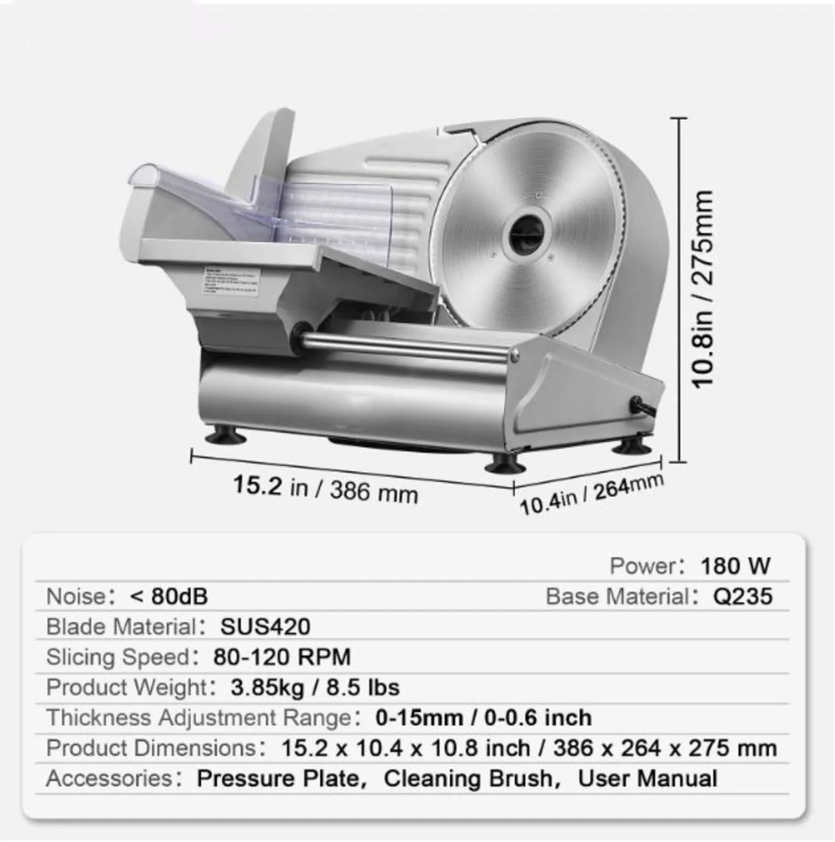 180W Electric Deli Food Slicer Meat Slicer - Image 4