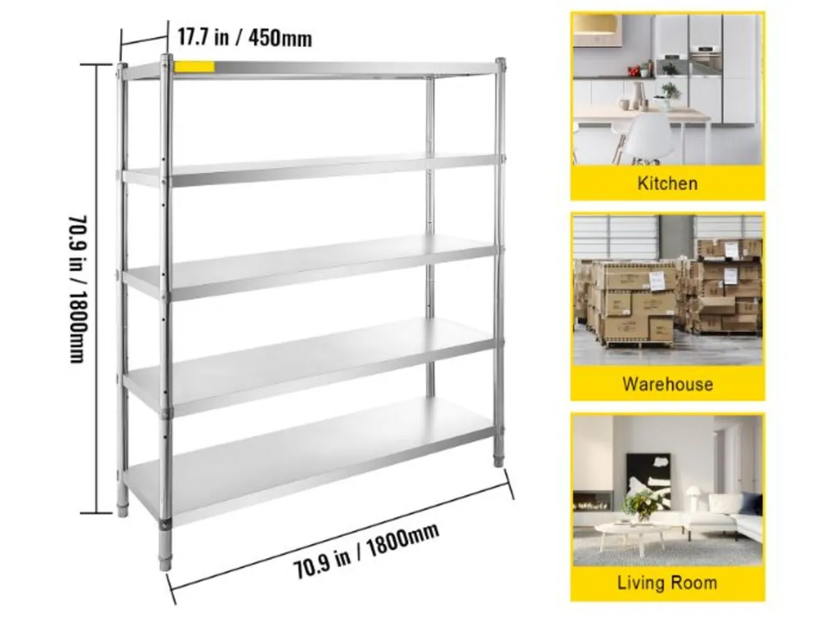 70.9x17.7x70.9inch Heavy Duty  5Tier Storage shelf - Image 4