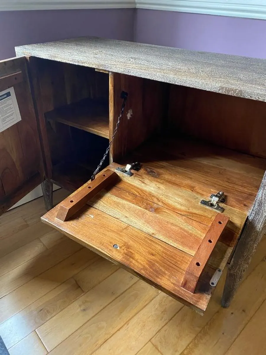 Rustic solid wood side bar drinks cabinet - Image 3