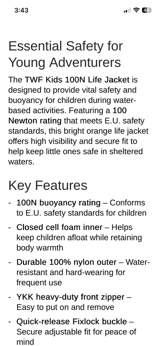 Childrens life jacket - Image 4