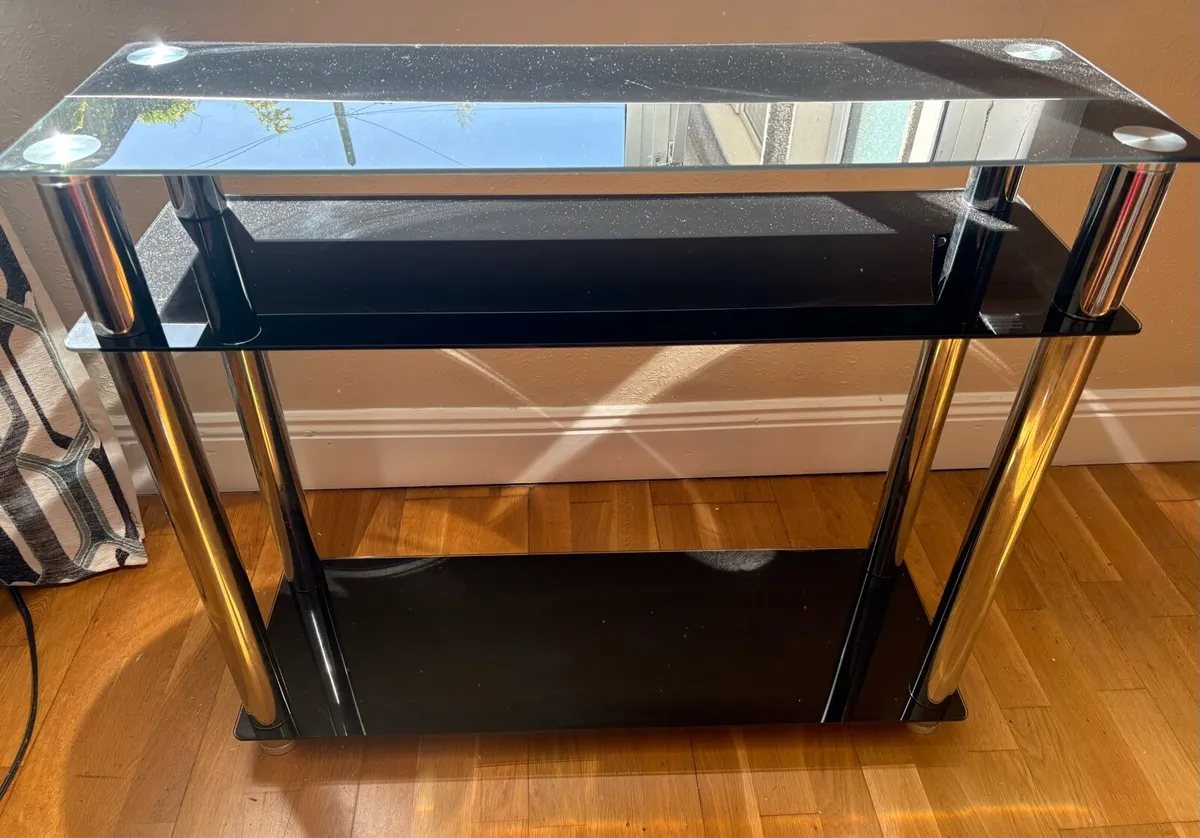 2 x black glass console tables - Image 4