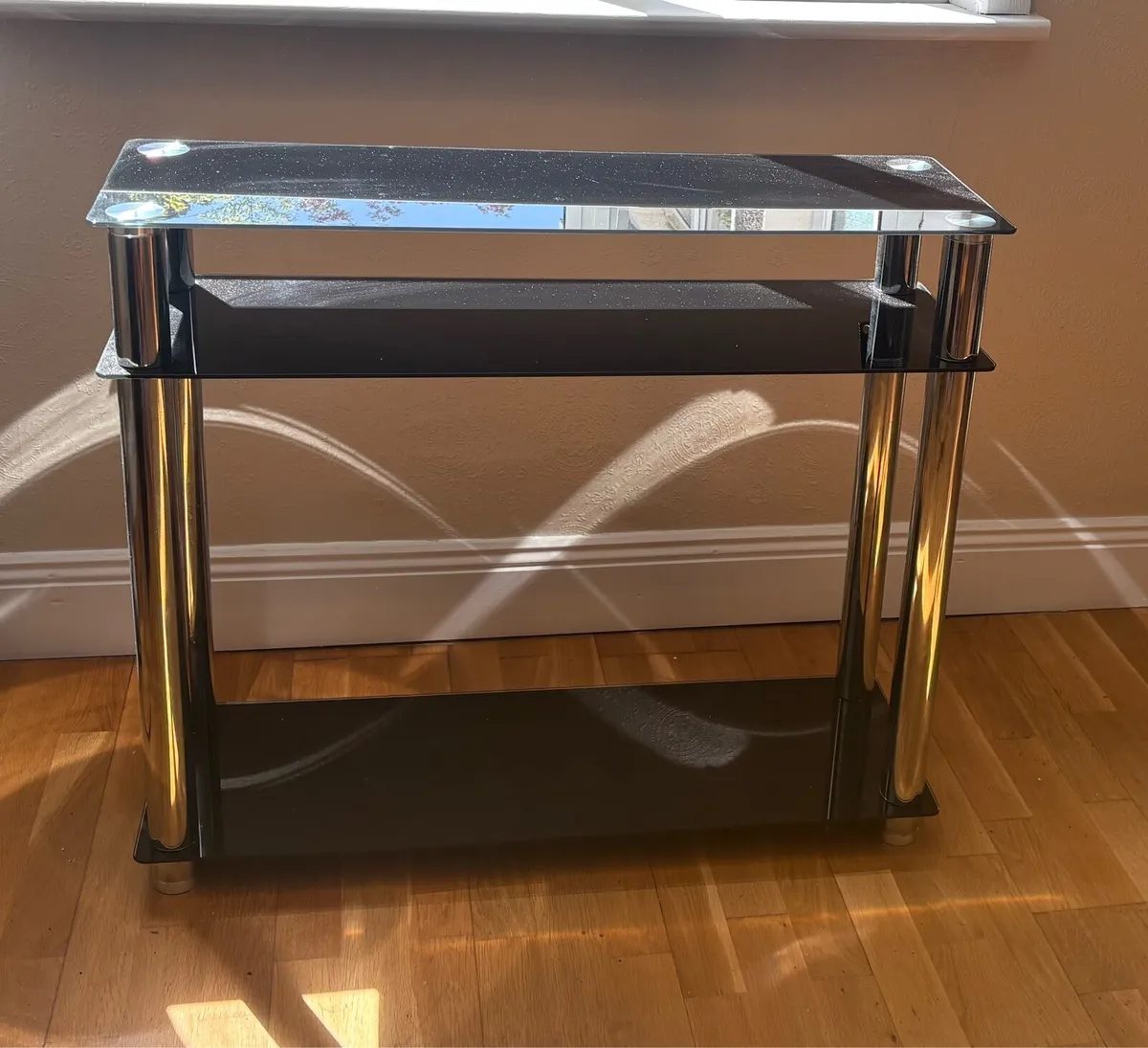 2 x black glass console tables - Image 3