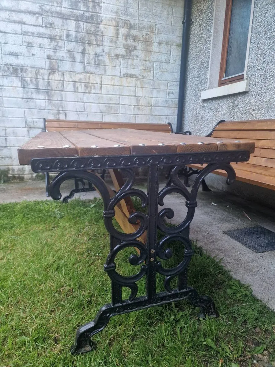 Cast iron table + benches - Image 2
