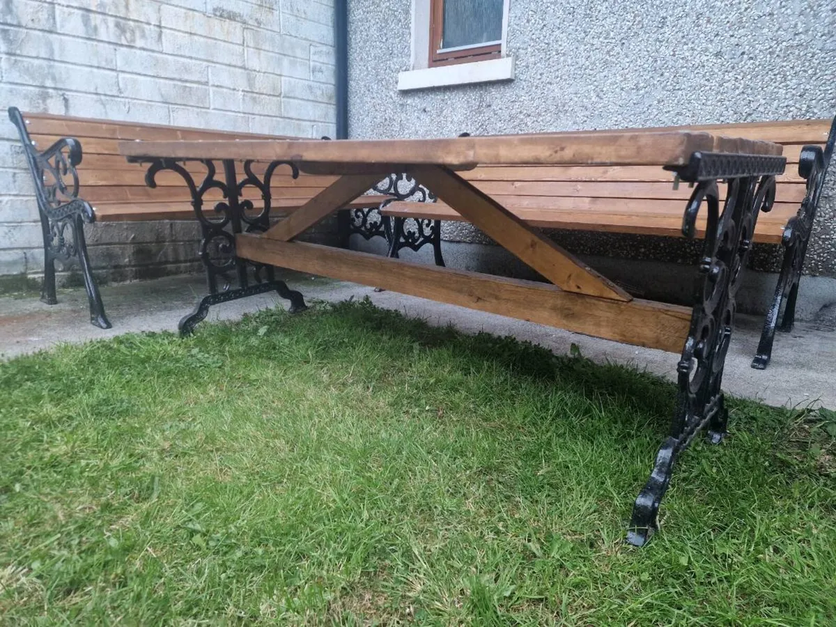 Cast iron table + benches - Image 3