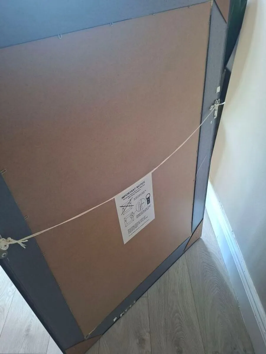 Modern black framed mirror in excellent condition. - Image 2