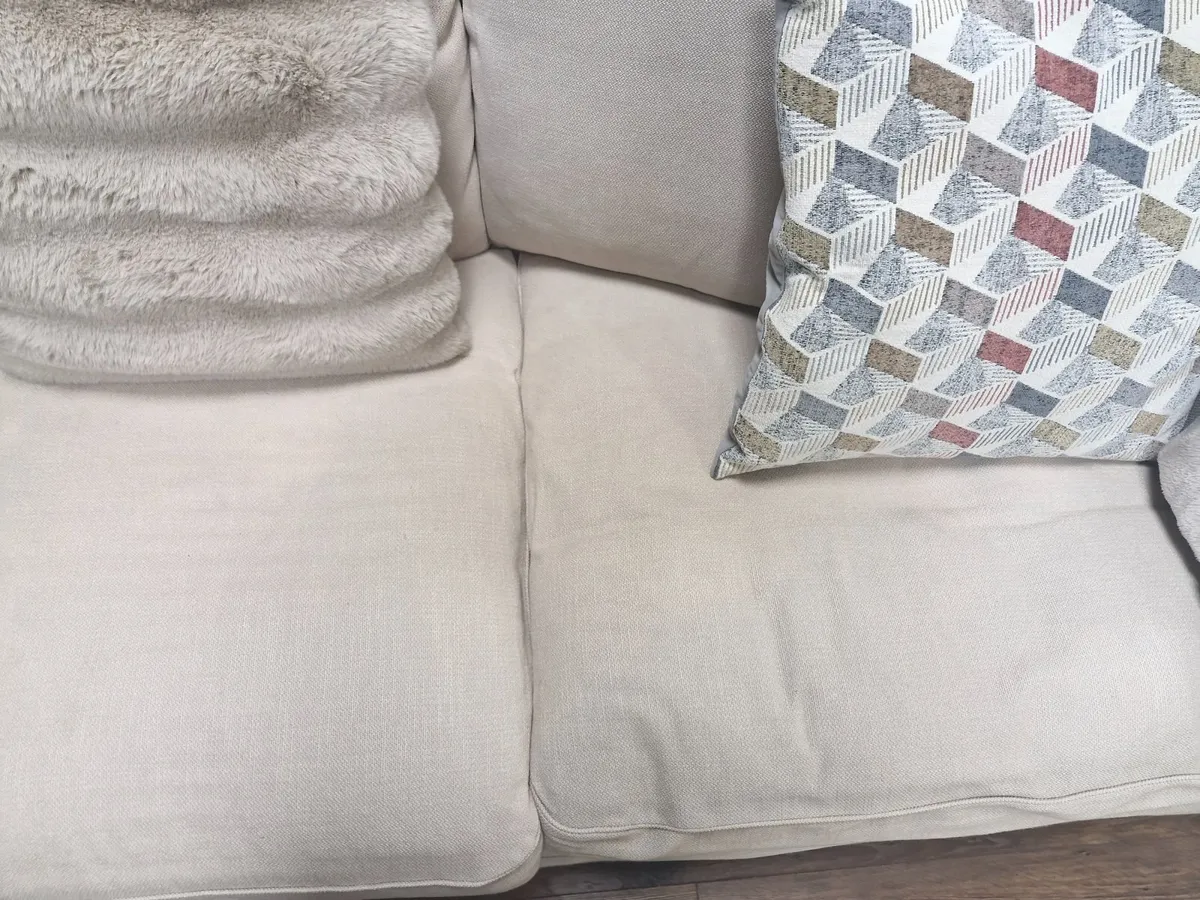 Cream 3 Seater Sofa + Matching Arm chair - Image 3
