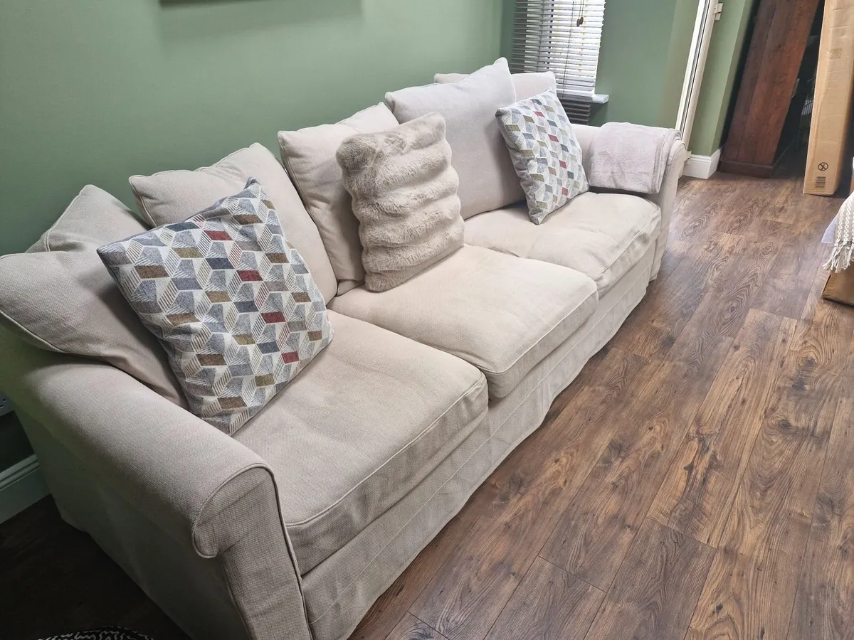 Cream 3 Seater Sofa + Matching Arm chair - Image 2