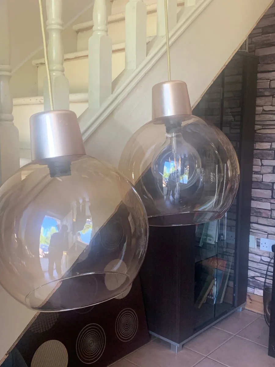 2 beautiful large  ceiling light hanging globes - Image 1
