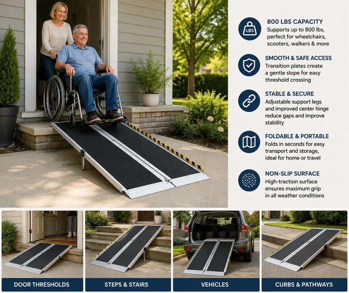 Portable Wheelchair Ramp, 7 ft 800 lbs - Image 1